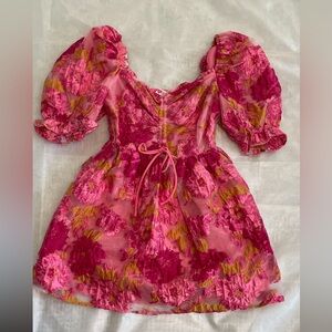 Buddy Love Colby Puff Sleeve Mini Pink Floral Dress women’s Small